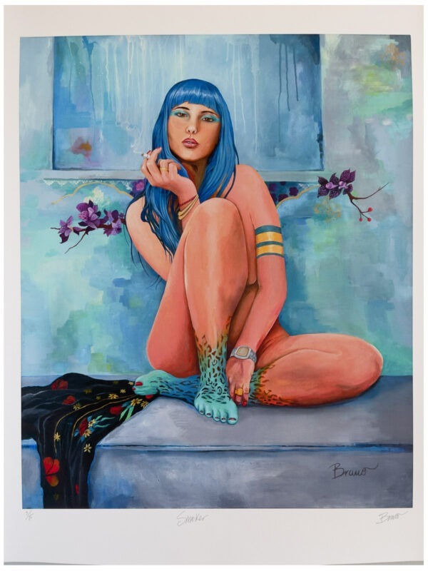 Smoker canvas print HAND EMBELLISHED