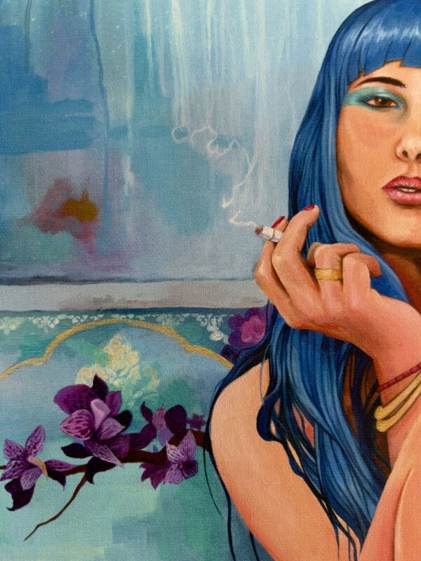 Smoker canvas print HAND EMBELLISHED - Image 3