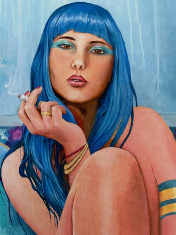 Smoker canvas print HAND EMBELLISHED - Image 5